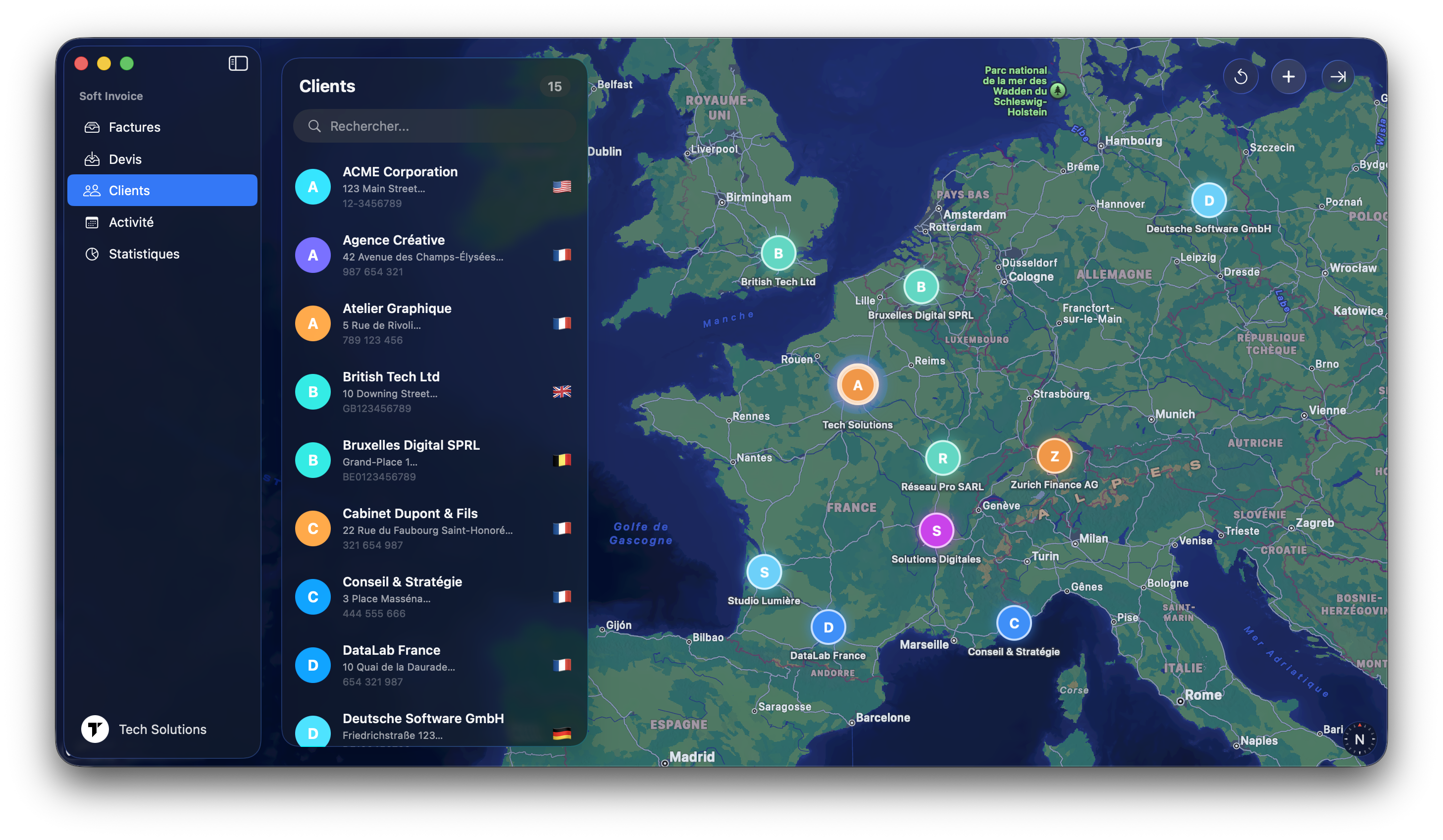 Gestion clients avec carte