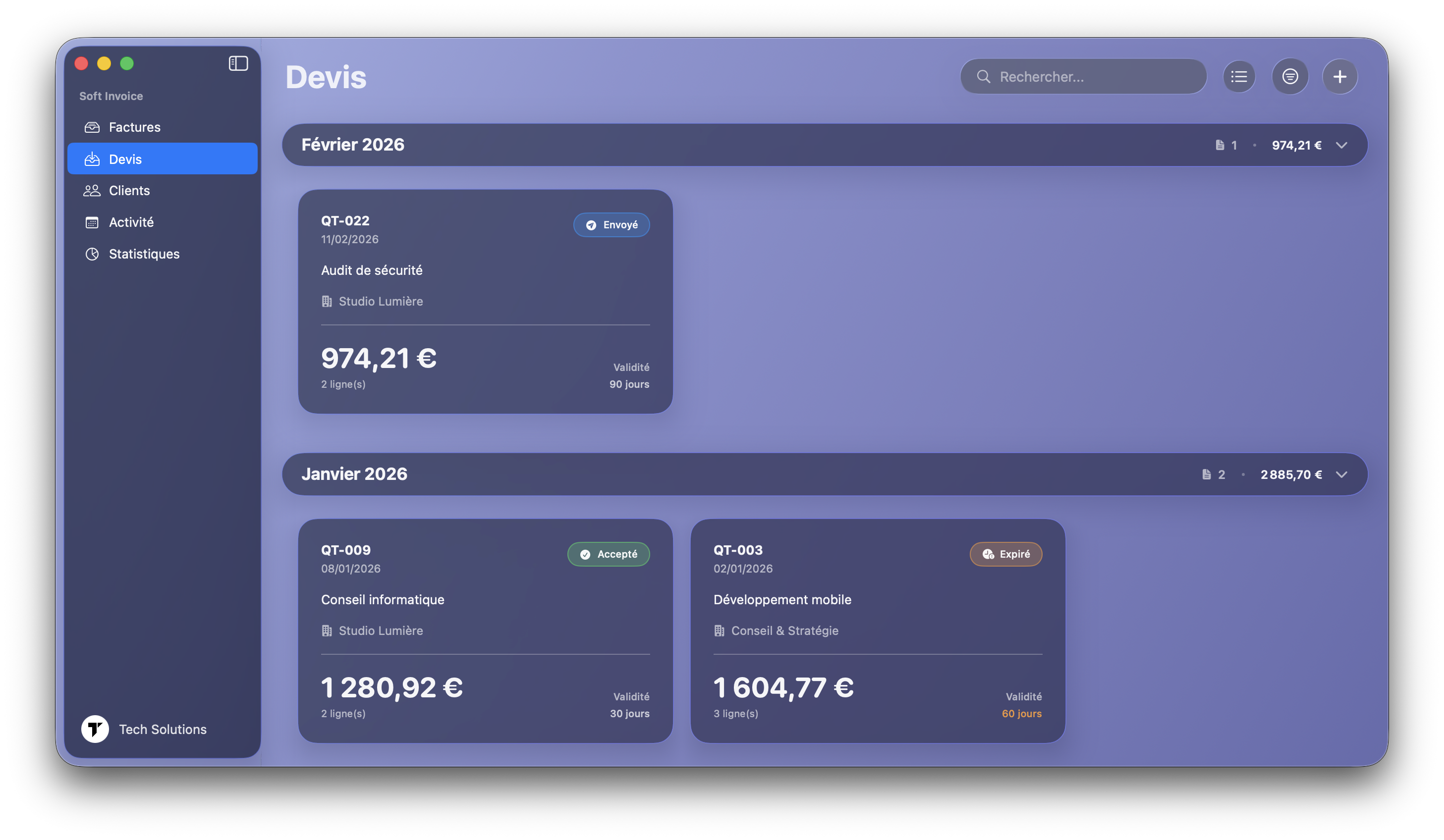 Gestion des devis
