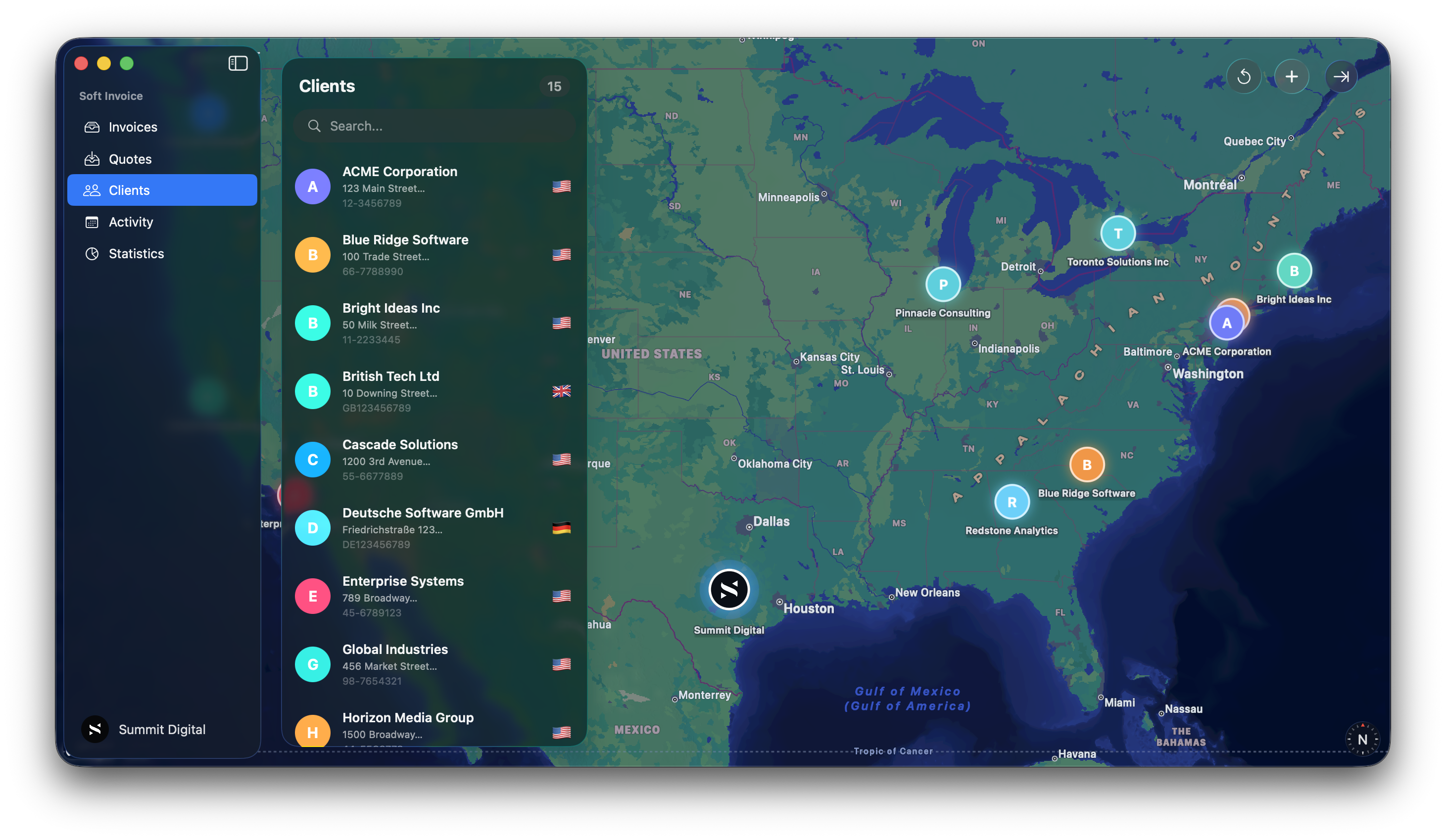 Client management with map